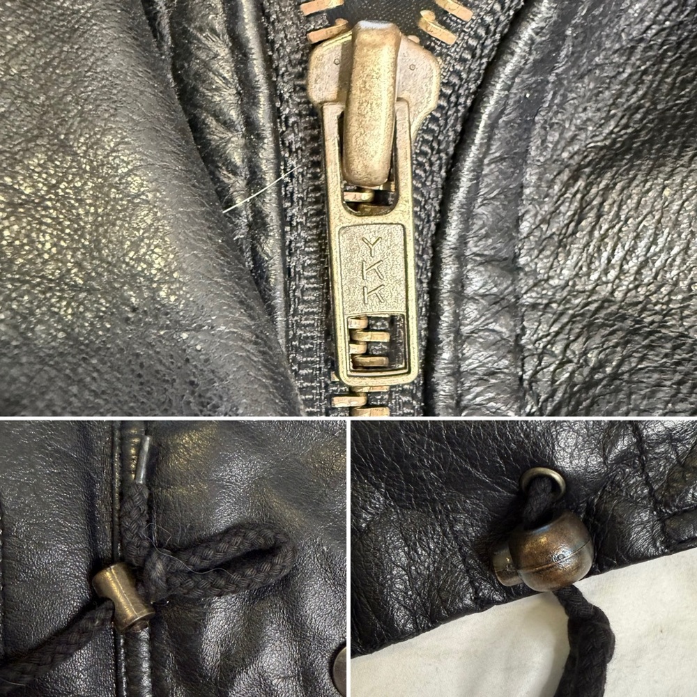 Vintage 90s Oversized Black Genuine Leather Coat L Minimalist Longline Y2K - Picture 8 of 13